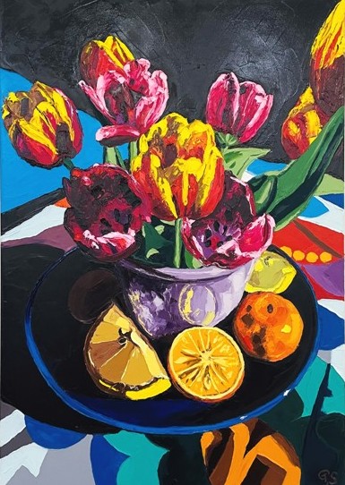 'Tulips and Fruit' by artist Graeme Sharp